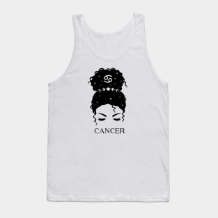 Messy Bun Celestial Queen: Cancer Zodiac Sign Tank Top